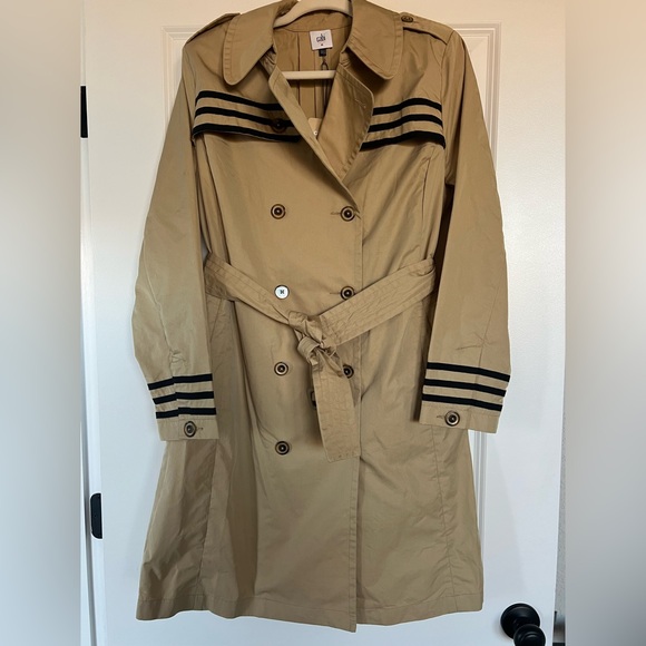 CAbi Jackets & Blazers - CAbi Beige Trench Coat with Black Stripes